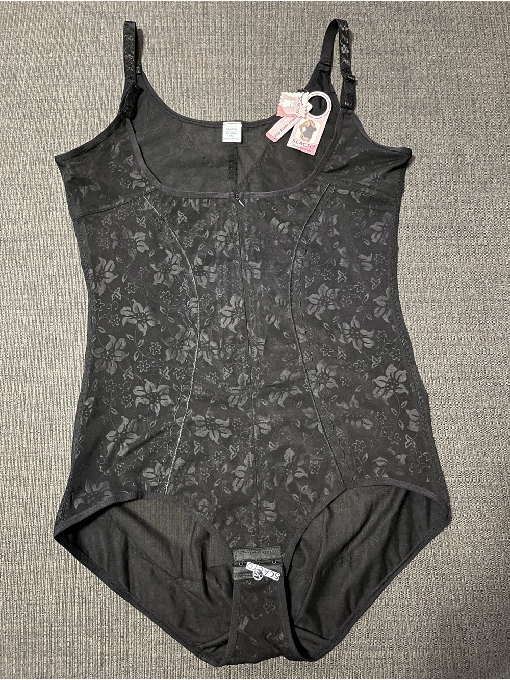 Black Floral Shapewear Bodysuit